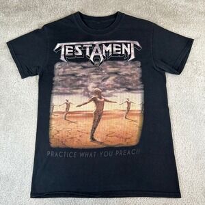 Vintage Y2K Testament Practice What You Preach Band Tee Mens Small Metal T-Shirt
